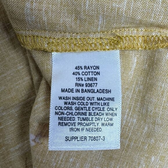 Ana New Approach Yellow Floral Sleeveless Dress Womens Size K Rayon Linen Blend - Picture 5 of 5